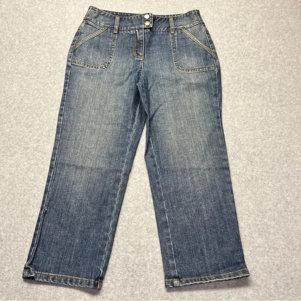 Vintage Talbots Capri Jeans Stretch 90s Med Blue‎ Wash size 4 Petite